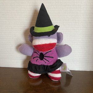 Animal Adventure witch sock monkey w/ spider sweater 9" Halloween